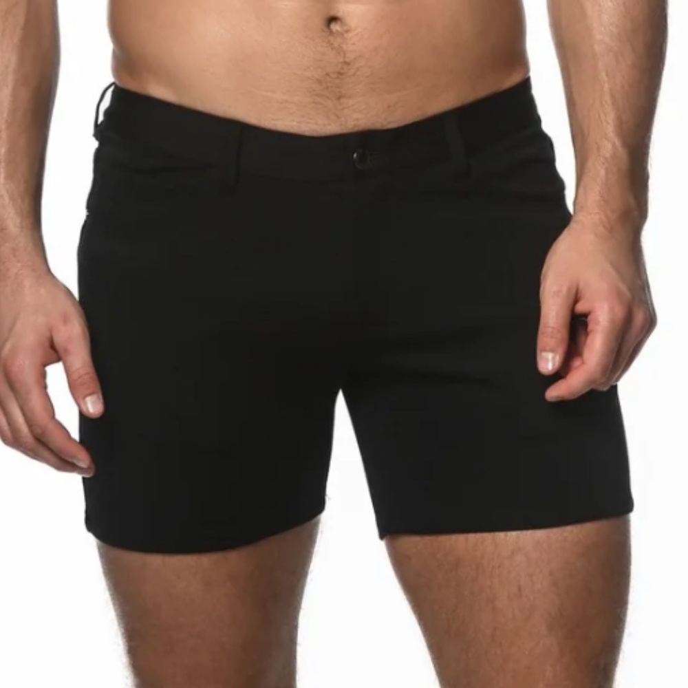ST33LE BLACK 5" INSEAM STRETCH KNIT JEANS SHORTS
